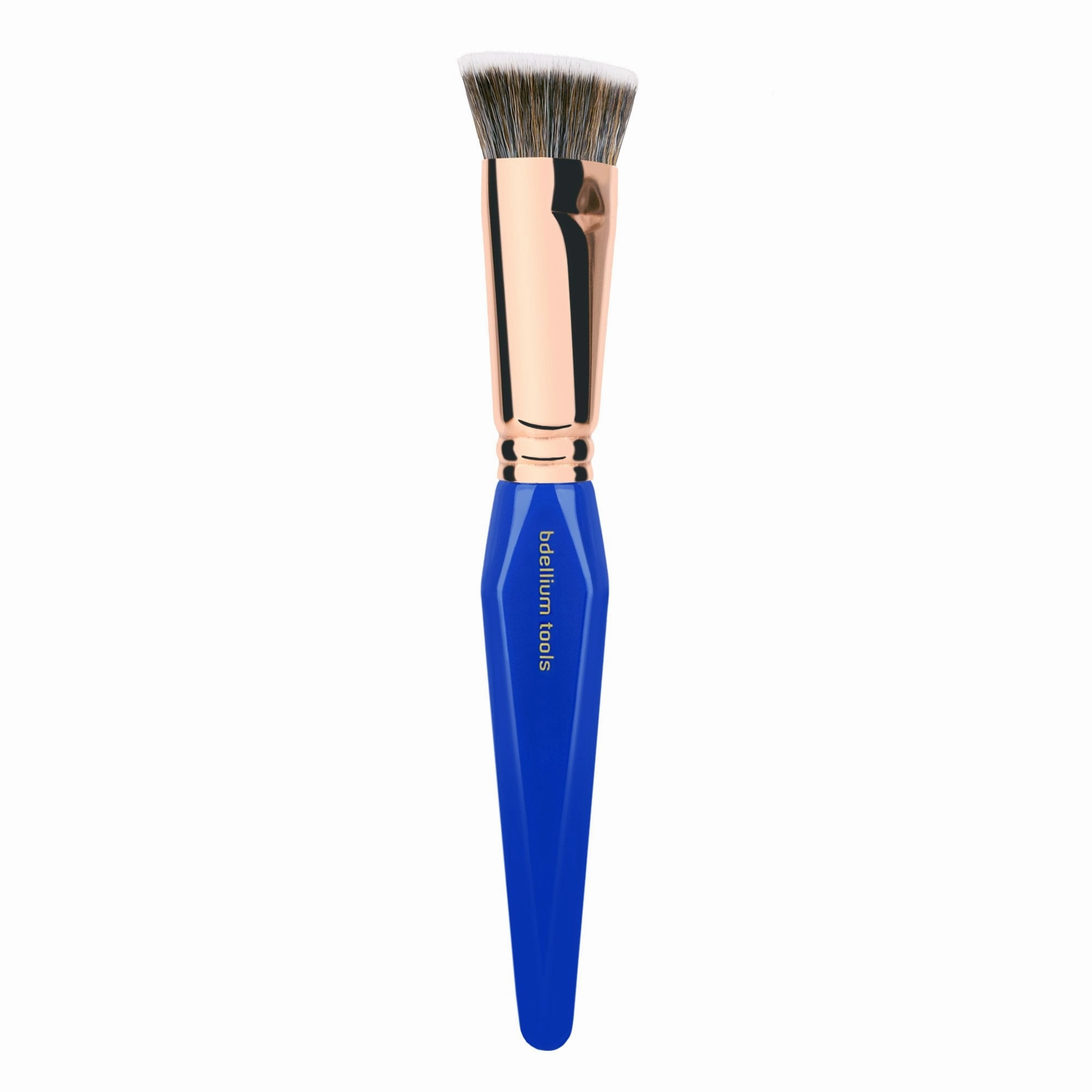 Bdellium Tools Professional Makeup Brush - Golden Triangle 987 Flat Top Face Blending - With All Vegan and Soft Synthetic Fibers, For Buffing Out Makeup (Blue, 1pc)