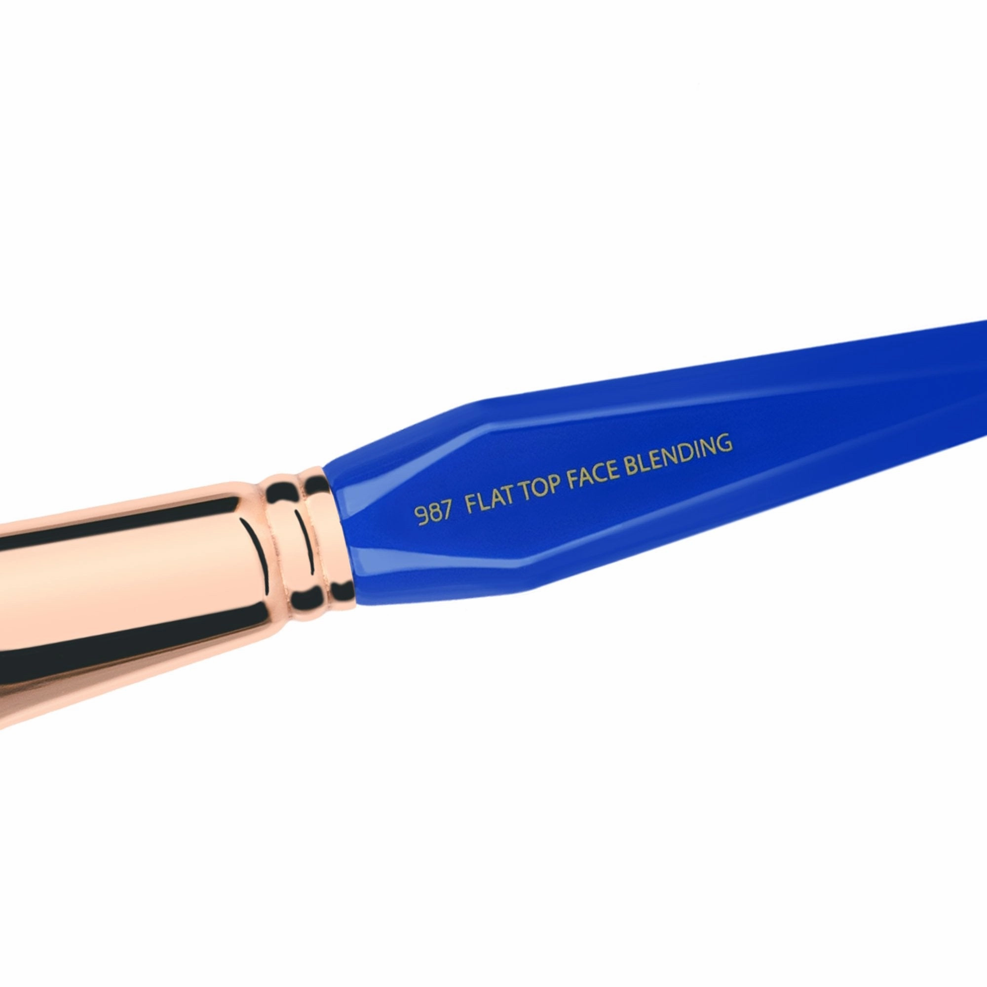 Bdellium Tools Professional Makeup Brush - Golden Triangle 987 Flat Top Face Blending - With All Vegan and Soft Synthetic Fibers, For Buffing Out Makeup (Blue, 1pc)