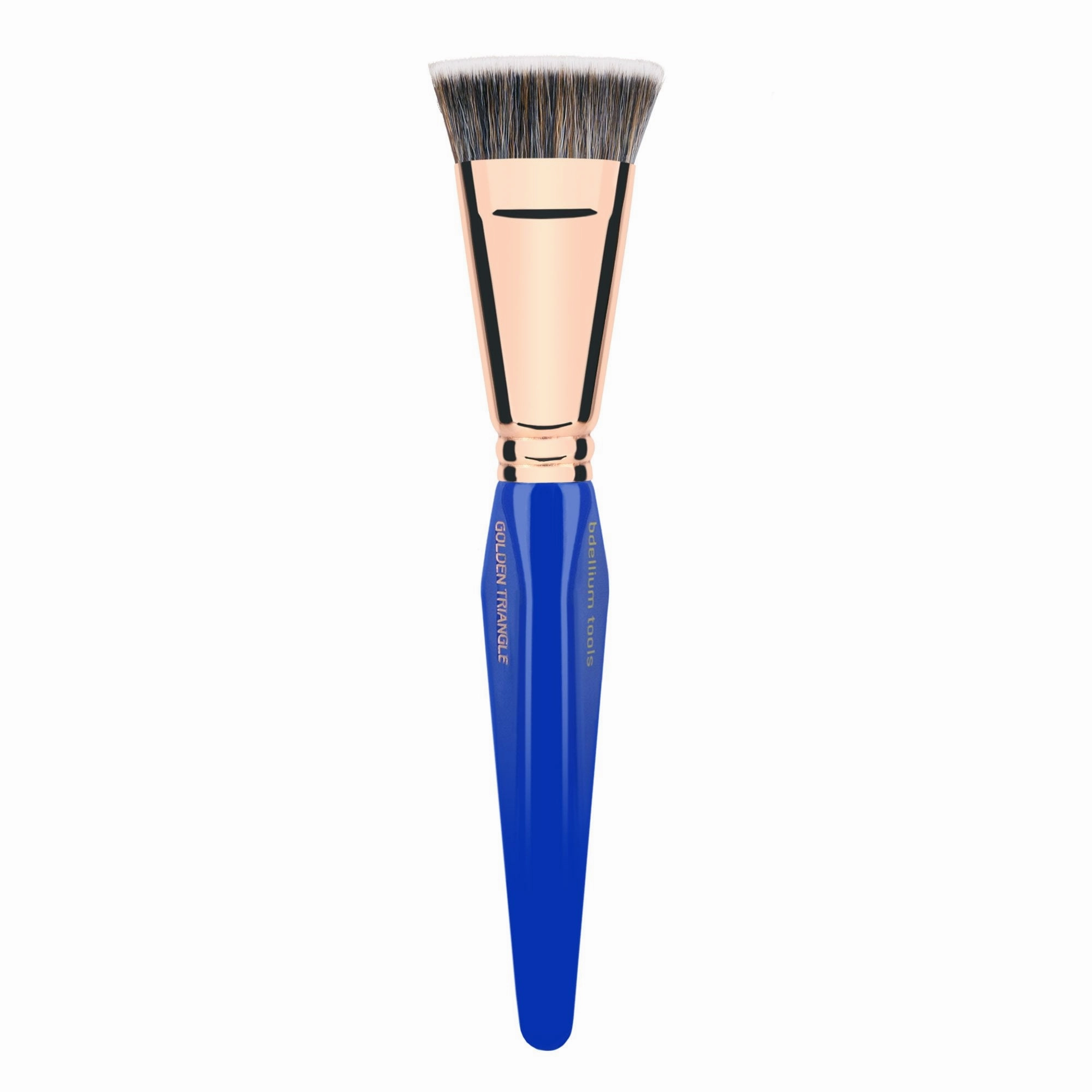 Bdellium Tools Professional Makeup Brush - Golden Triangle 987 Flat Top Face Blending - With All Vegan and Soft Synthetic Fibers, For Buffing Out Makeup (Blue, 1pc)