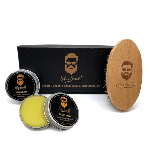 Beard Brush and Beard Balm Gift Set, Beard Grooming Kit for Men-100% Wooden Boar Beard Brush for Men,Shea Butter Bees Wax Beard Balm,Gifts for Men Him Dad Husband Boyfriend