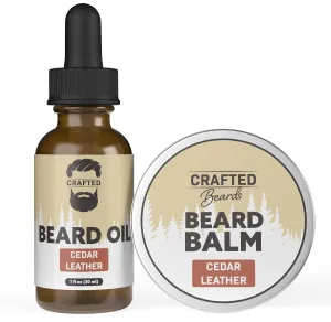 Beard Oil and Balm Set - Softer, Smoother, Moisturized Beard Care - Cedarwood Scent Gift for Men