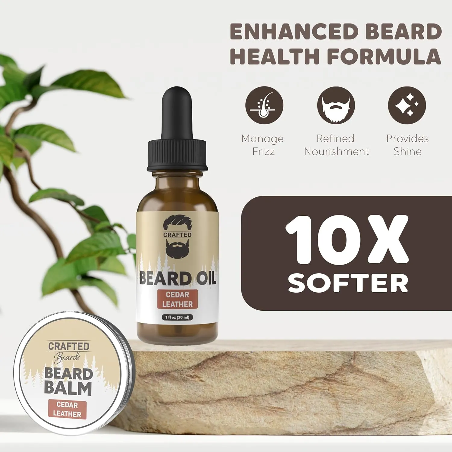 Beard Oil and Balm Set - Softer, Smoother, Moisturized Beard Care - Cedarwood Scent Gift for Men