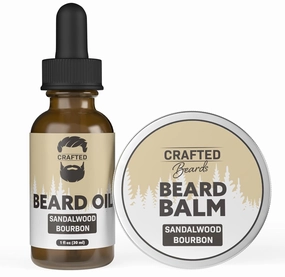Beard Care Kit - Softer, Smoother, Moisturized Beard - Beard Oil and Balm - Gift Set (Sandalwood Bourbon)