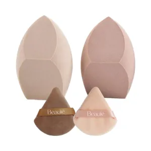 Beauté 2pcs XL Multi-Angled Beauty Blender & 2pcs Triangle Puffs- Super Soft Makeup Sponges for Cream, Liquid & Powder Foundation- Face and Body Makeup Sponge- For Blending & Setting Makeup