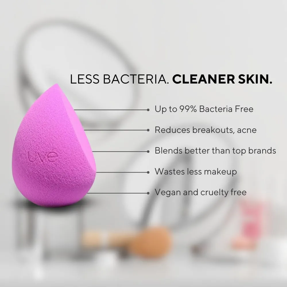 Beauty Sponge Makeup Blender 3 Pack - Violet Makeup Sponges for Blending Foundations, Powders & Creams - Concealer Applicator Offers Full Coverage Vegan & Cruelty-Free Stays Clean Longer