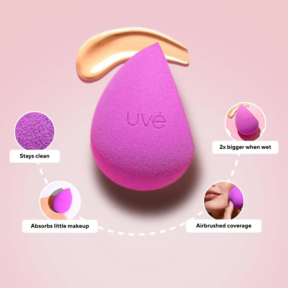 Beauty Sponge Makeup Blender 3 Pack - Violet Makeup Sponges for Blending Foundations, Powders & Creams - Concealer Applicator Offers Full Coverage Vegan & Cruelty-Free Stays Clean Longer