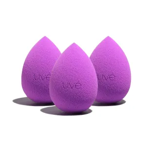 Beauty Sponge Makeup Blender 3 Pack - Violet Makeup Sponges for Blending Foundations, Powders & Creams - Concealer Applicator Offers Full Coverage Vegan & Cruelty-Free Stays Clean Longer