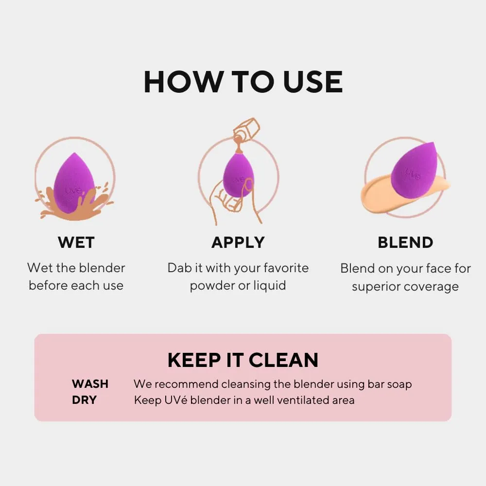 Beauty Sponge Makeup Blender 3 Pack - Violet Makeup Sponges for Blending Foundations, Powders & Creams - Concealer Applicator Offers Full Coverage Vegan & Cruelty-Free Stays Clean Longer