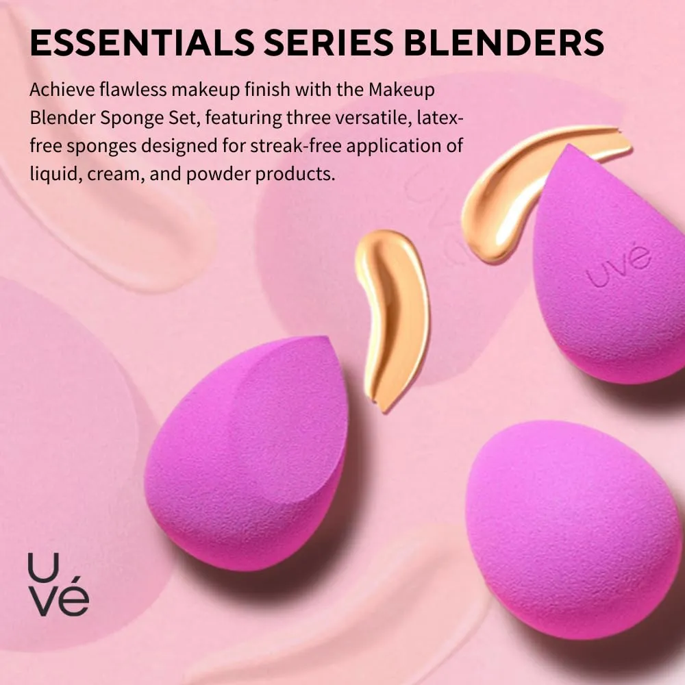 Beauty Sponge Makeup Blender 3 Pack - Violet Makeup Sponges for Blending Foundations, Powders & Creams - Concealer Applicator Offers Full Coverage Vegan & Cruelty-Free Stays Clean Longer