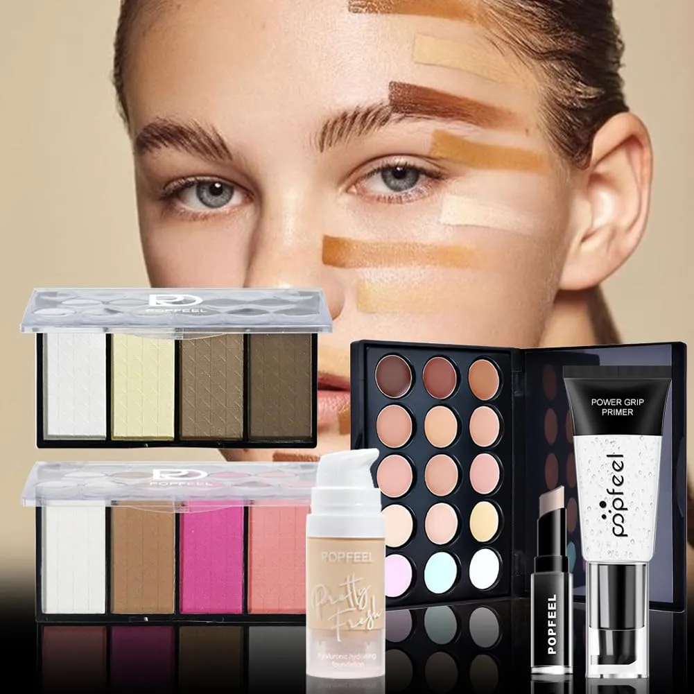 Beginner Makeup Kits Makeup Present Set Multipurpose Womens All In One Makeup Sets Lip Gloss Face Eye Makeup Eyeshadow Palette Blushes Lipstick Brushes Easy To Carry For Women Makeup Kit