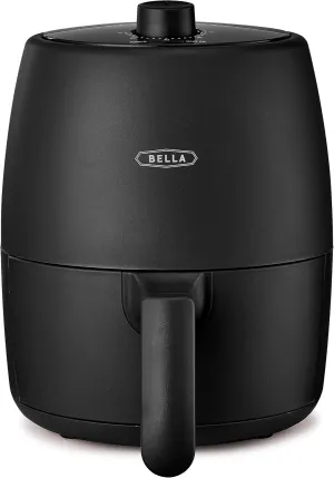 BELLA 2 qt Manual Air Fryer Oven and 5-in-1 Multicooker with Removable Nonstick and Dishwasher Safe Crisping Tray and Basket, 1200 Watt Heating System, Matte Black