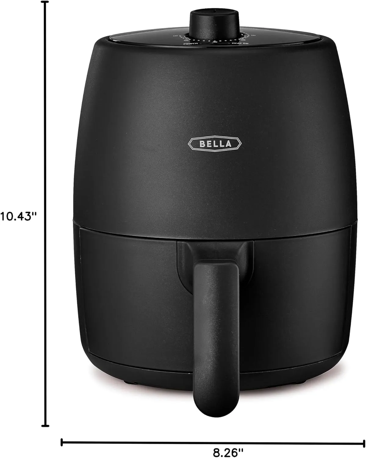 BELLA 2 qt Manual Air Fryer Oven and 5-in-1 Multicooker with Removable Nonstick and Dishwasher Safe Crisping Tray and Basket, 1200 Watt Heating System, Matte Black
