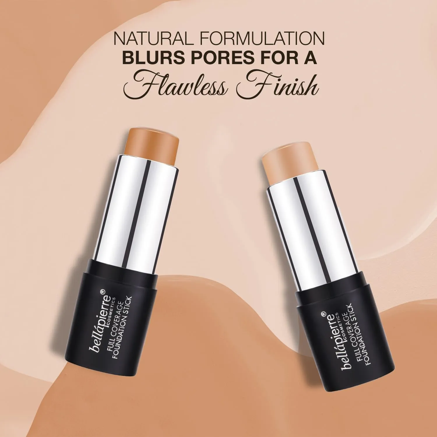 bellapierre Mineral Foundation Stick | Full Coverage Matte Finish | Cruelty Free | Non-Toxic and Paraben Free | Compact Tube - 0.35 Oz - Dark