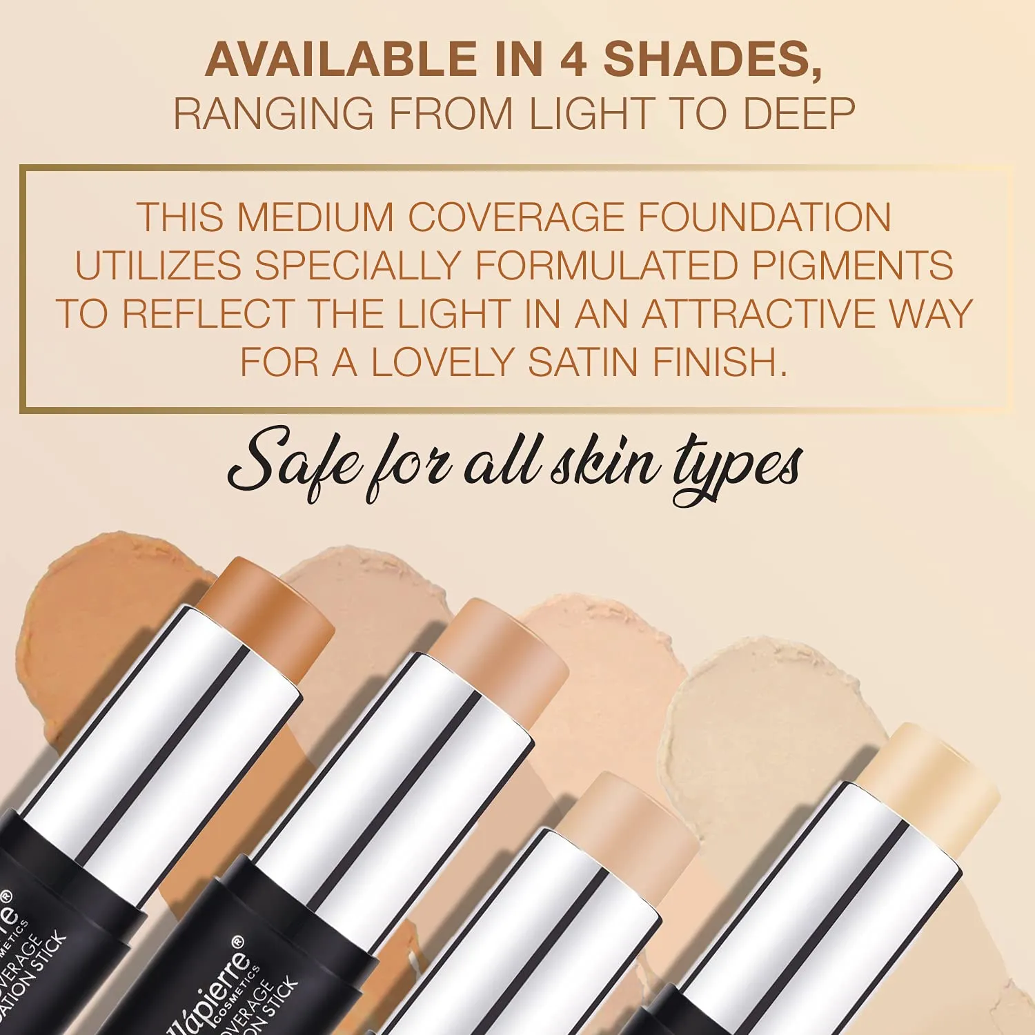 bellapierre Mineral Foundation Stick | Full Coverage Matte Finish | Cruelty Free | Non-Toxic and Paraben Free | Compact Tube - 0.35 Oz - Dark
