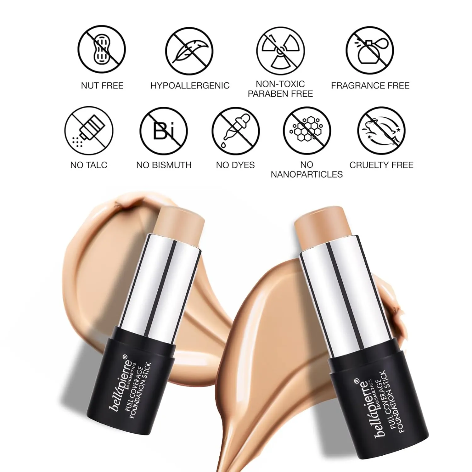 bellapierre Mineral Foundation Stick | Full Coverage Matte Finish | Cruelty Free | Non-Toxic and Paraben Free | Compact Tube - 0.35 Oz - Dark