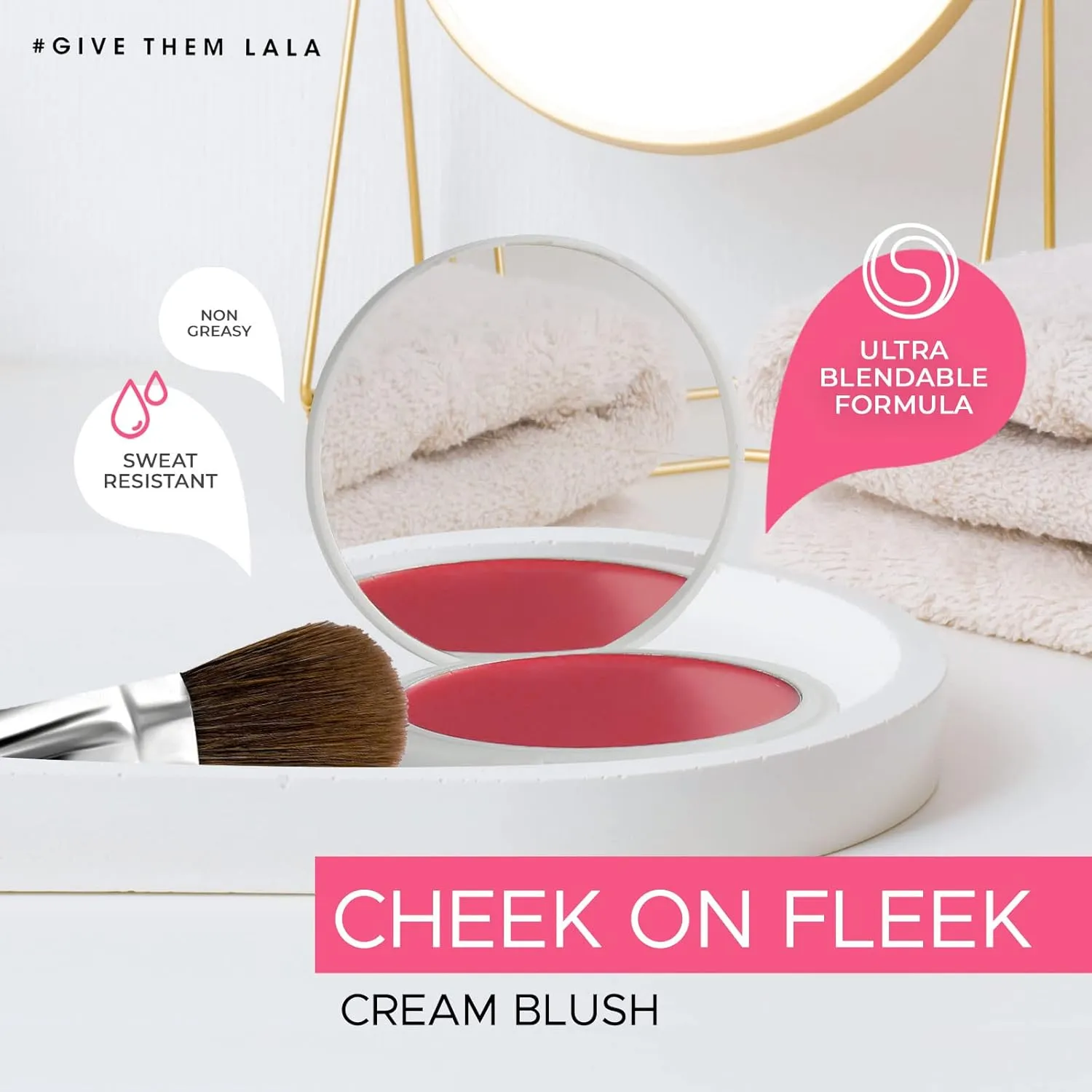 Berry Red Cream Blush, ‘I’m The Powerful One’ By Give Them Lala- Ultra-Blendable Cream Blush For Cheeks- Natural Creamy Makeup Blush- Cruelty-Free Pigmented Cheek Tint- Water & Sweat Resistant, 0.26oz