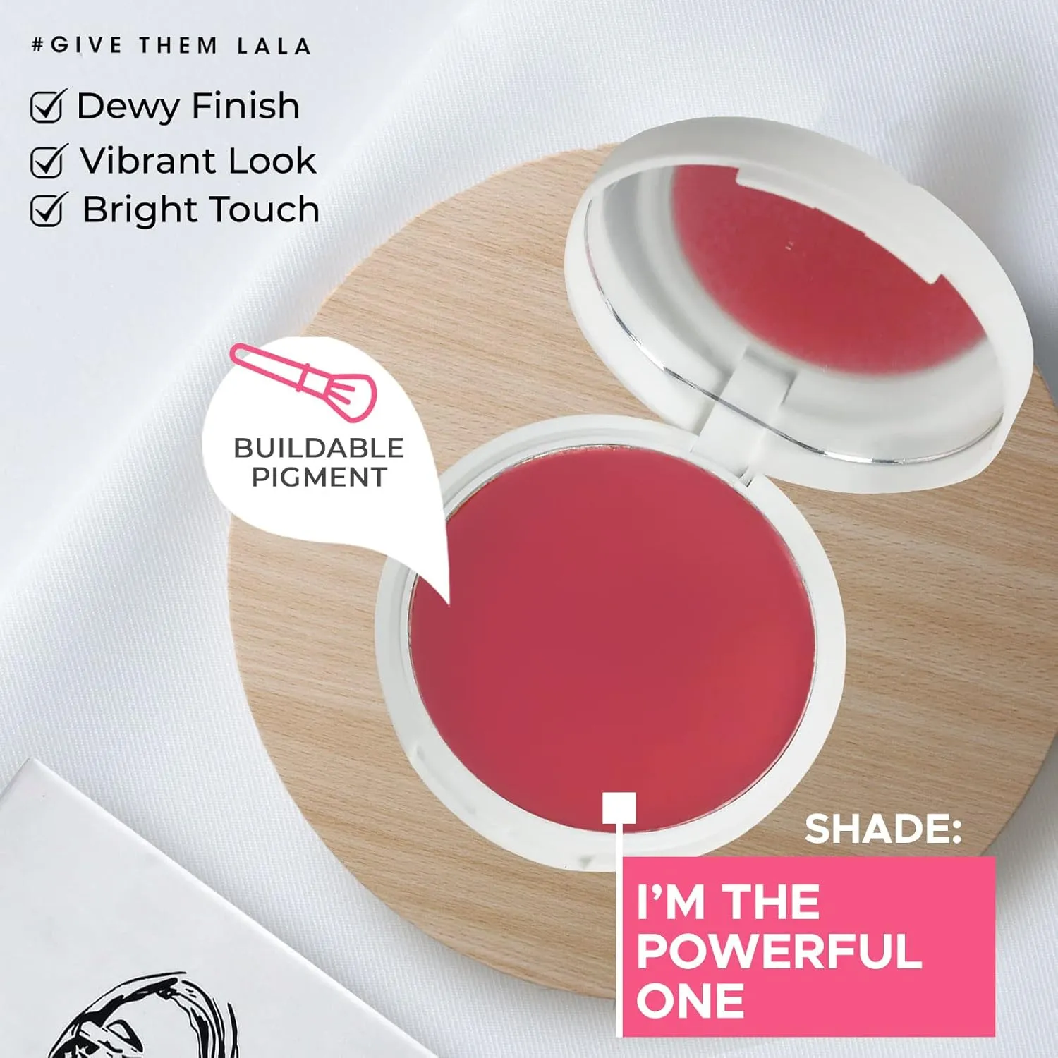 Berry Red Cream Blush, ‘I’m The Powerful One’ By Give Them Lala- Ultra-Blendable Cream Blush For Cheeks- Natural Creamy Makeup Blush- Cruelty-Free Pigmented Cheek Tint- Water & Sweat Resistant, 0.26oz