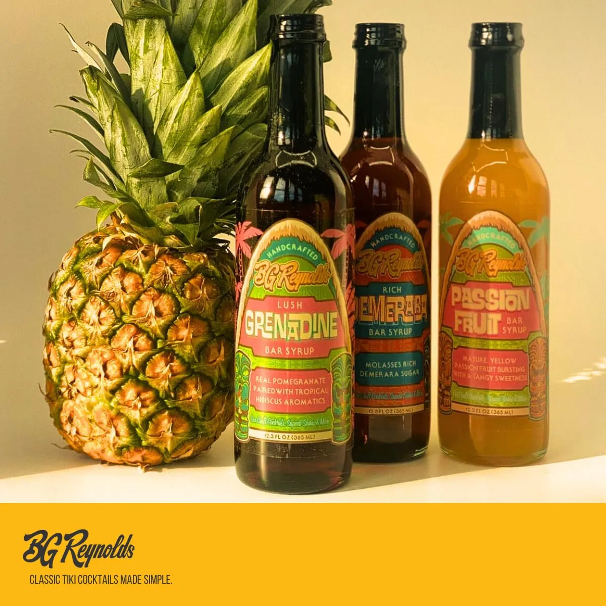 BG Reynolds Natural Tiki Cocktail Cane Syrup, Passion Fruit, 375 ml, Packaging May Vary