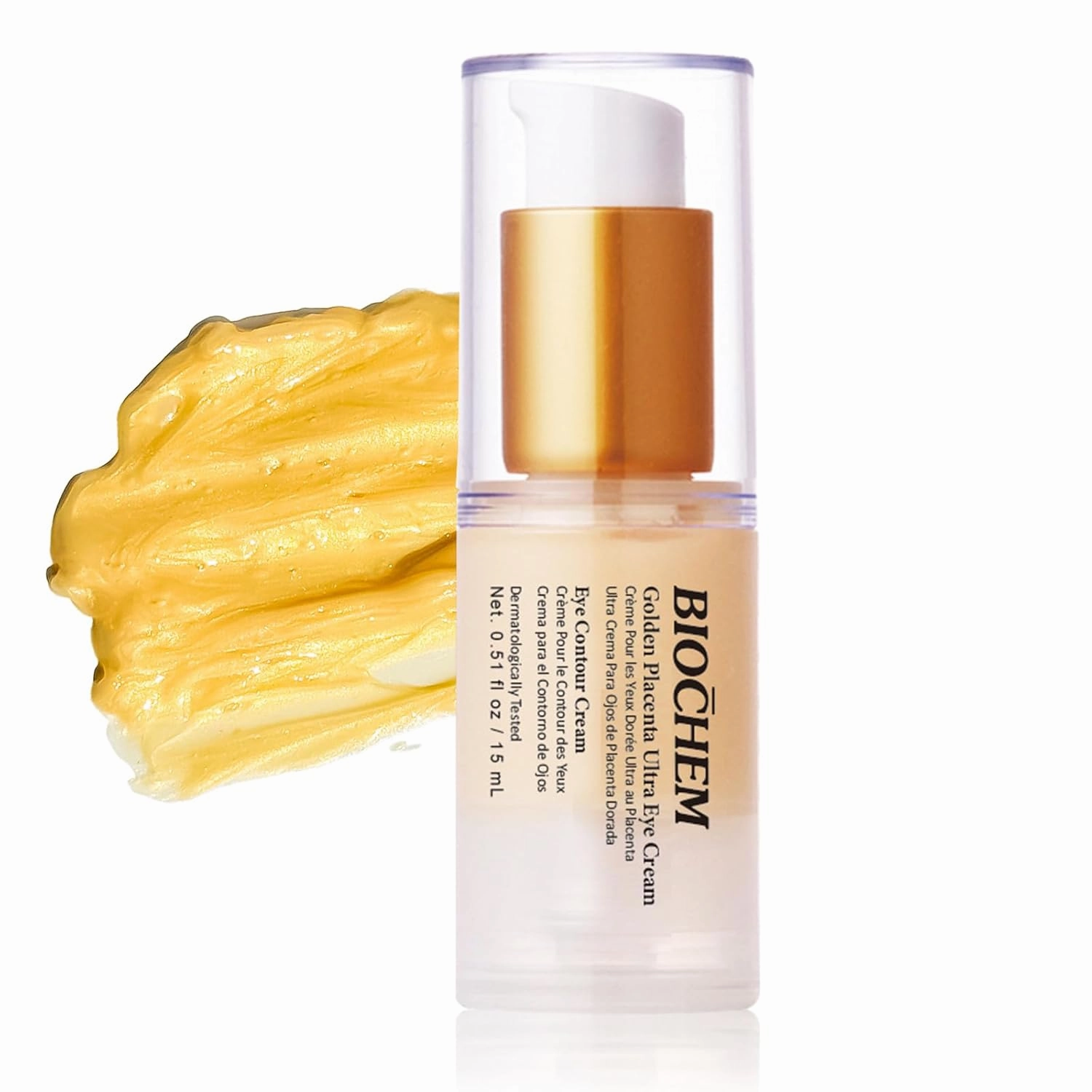 BIOCHEM Golden Placenta Ultra Eye Cream, Luxury Under Eye Repair Treatment for Circles, Puffiness, Anti Aging, Wrinkles Care, Skin Laxity, Crows Feet, Eye Bags for Women & Men(0.51 fl oz / 15 mL)