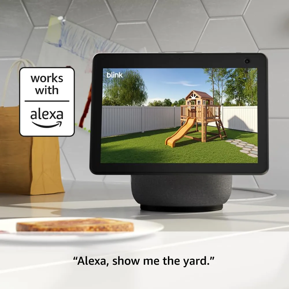 Blink Outdoor 4 (newest model) – Wireless smart security camera, two-year battery life, 1080p HD day and infrared night live view, two-way talk. Sync Module Core included – 3 camera system