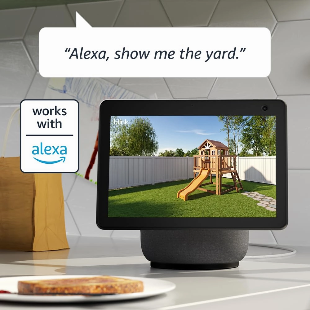 Blink Outdoor 4 (newest model), Wireless smart security camera, two-year battery, 1080p HD day and infrared night live view, two-way talk – 3 camera system