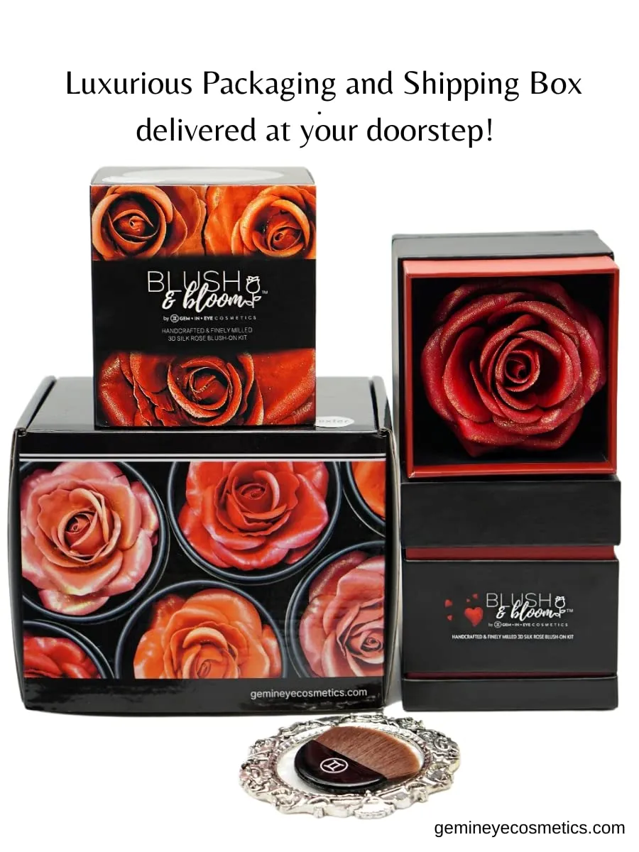 Bloom GEM IN EYE COSMETICS Feisty in Blush & Bloom™ Love Edition Unveils 3d Silk Rose Blush, Rose Face Blushes on Powder for a Rosy | Radiant Flush |