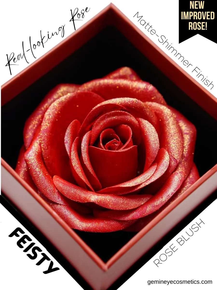 Bloom GEM IN EYE COSMETICS Feisty in Blush & Bloom™ Love Edition Unveils 3d Silk Rose Blush, Rose Face Blushes on Powder for a Rosy | Radiant Flush |
