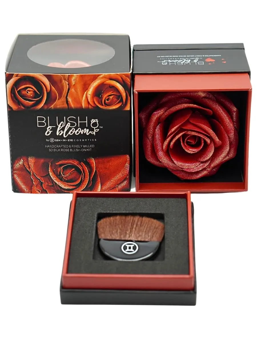 Bloom GEM IN EYE COSMETICS Feisty in Blush & Bloom™ Love Edition Unveils 3d Silk Rose Blush, Rose Face Blushes on Powder for a Rosy | Radiant Flush |