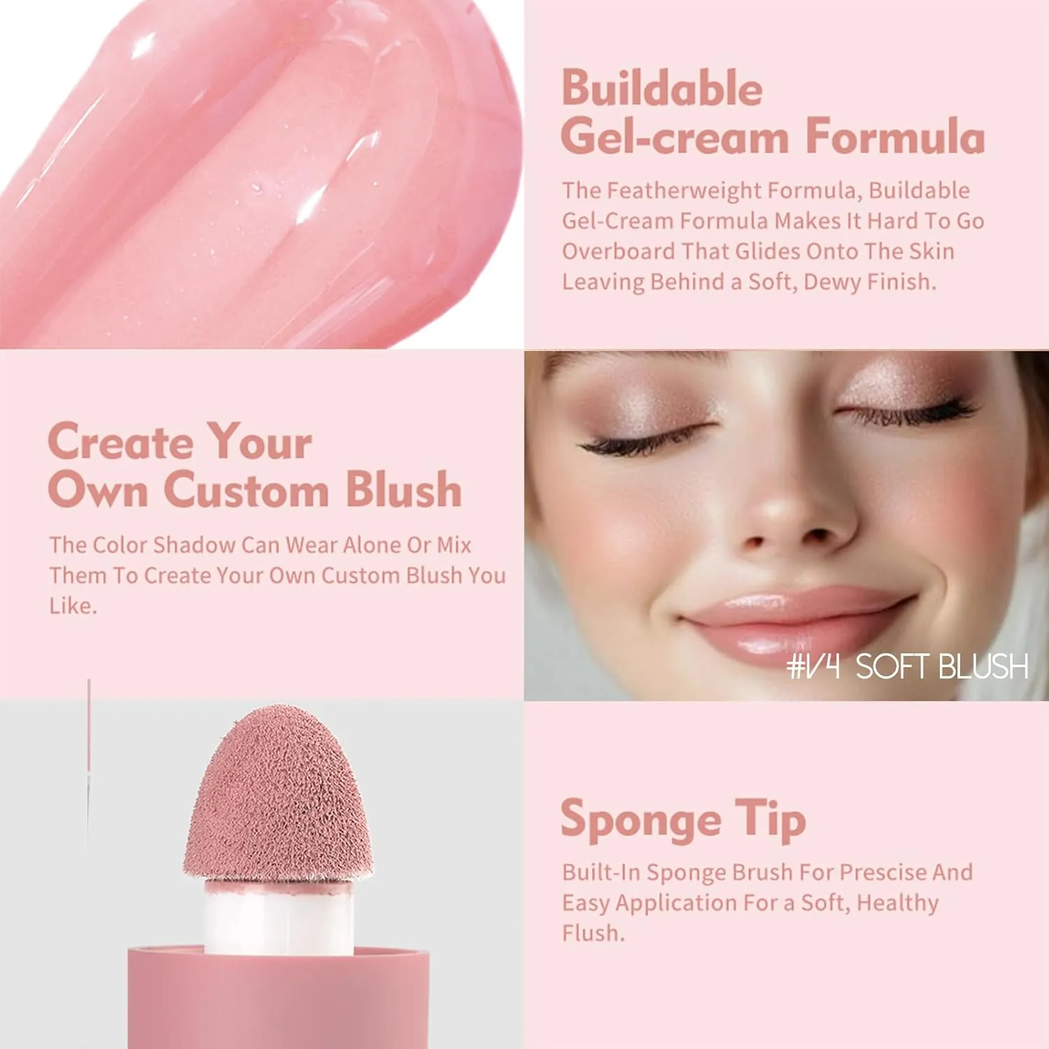 Blush Liquid Makeup Cream Stick, Blendable Cheek Weightless Watercolor Sheer Finish, Soft Peach Face Tint for Mature Skin, Easy Application Beauty Essential (V4 Soft Blush)