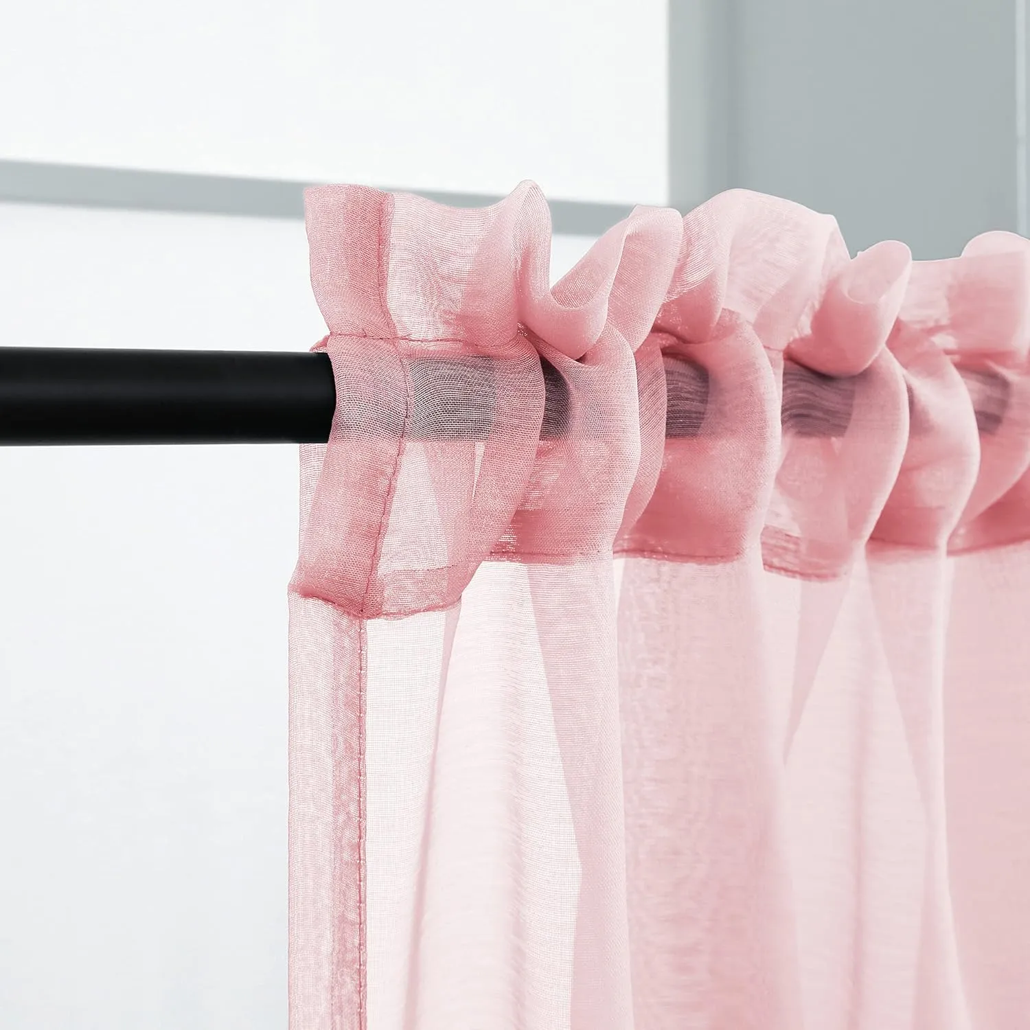 Blush Pink Sheer Curtains 84 Inches Long for Boho Nursery 2 Panels Set Cute Voile Drapes for Girls Bedroom Living Room 84 Inch Length