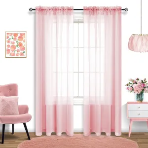 Blush Pink Sheer Curtains 84 Inches Long for Boho Nursery 2 Panels Set Cute Voile Drapes for Girls Bedroom Living Room 84 Inch Length