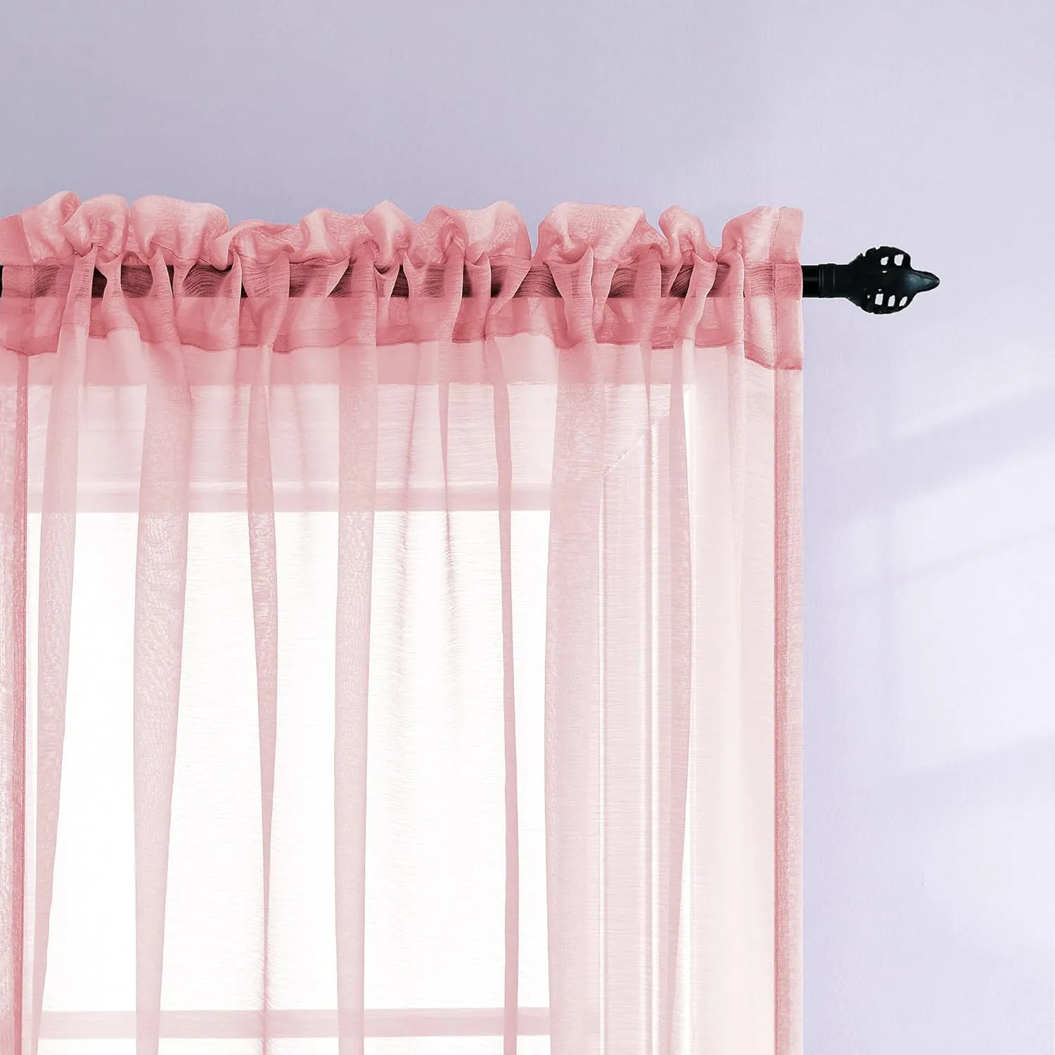 Blush Pink Sheer Curtains 84 Inches Long for Boho Nursery 2 Panels Set Cute Voile Drapes for Girls Bedroom Living Room 84 Inch Length