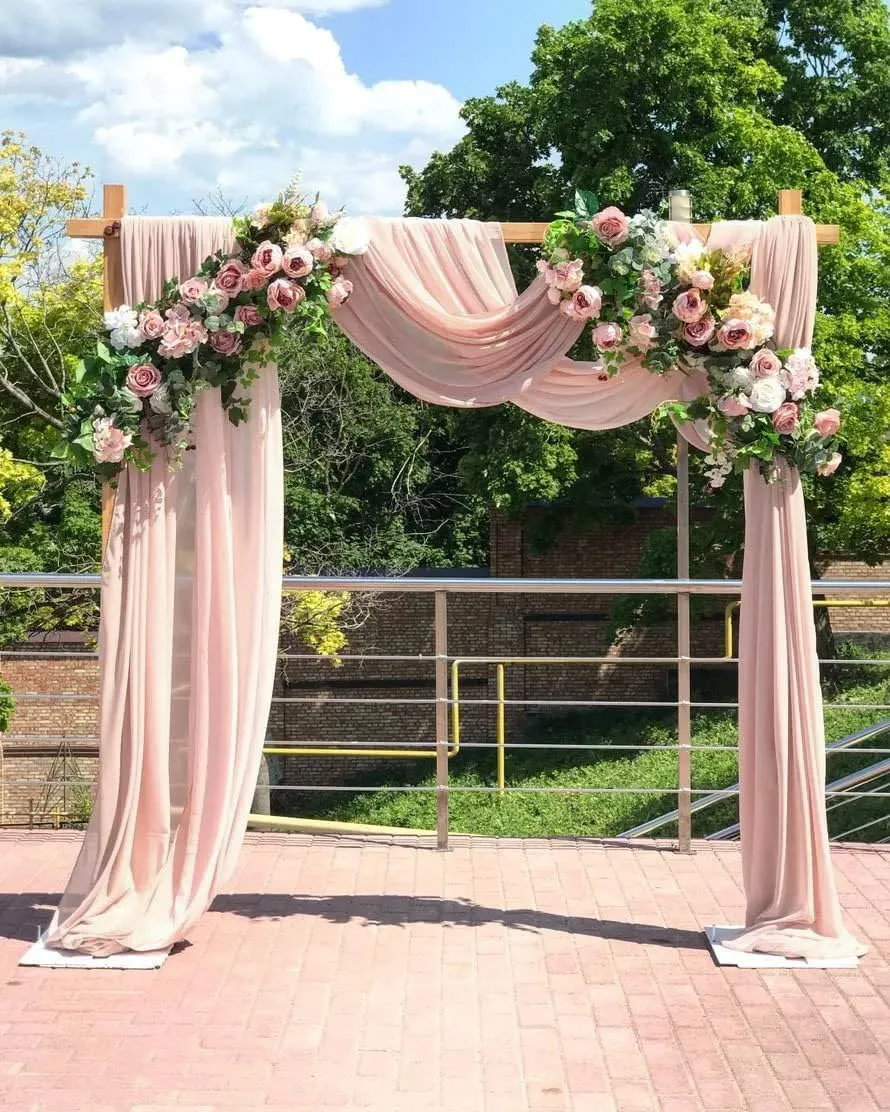 Blush Wedding Arch Draping Fabric 29" X 20FT Chiffon Fabric Sheer Drapes for Wedding Ceremony Arbor Engagement Party Bridal Shower Decoration | Blush Backdrop Fabric 2 Panels