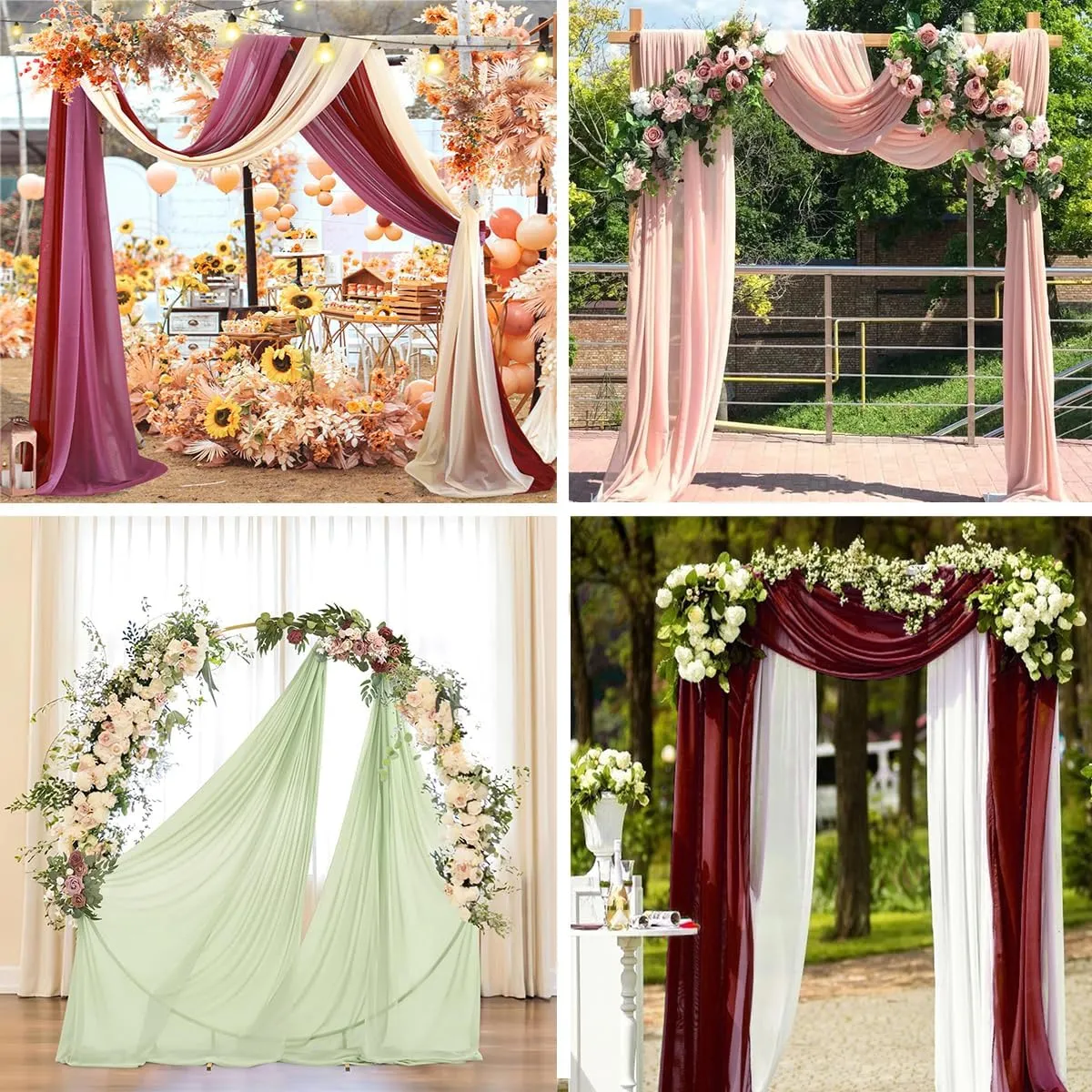 Blush Wedding Arch Draping Fabric 29" X 20FT Chiffon Fabric Sheer Drapes for Wedding Ceremony Arbor Engagement Party Bridal Shower Decoration | Blush Backdrop Fabric 2 Panels