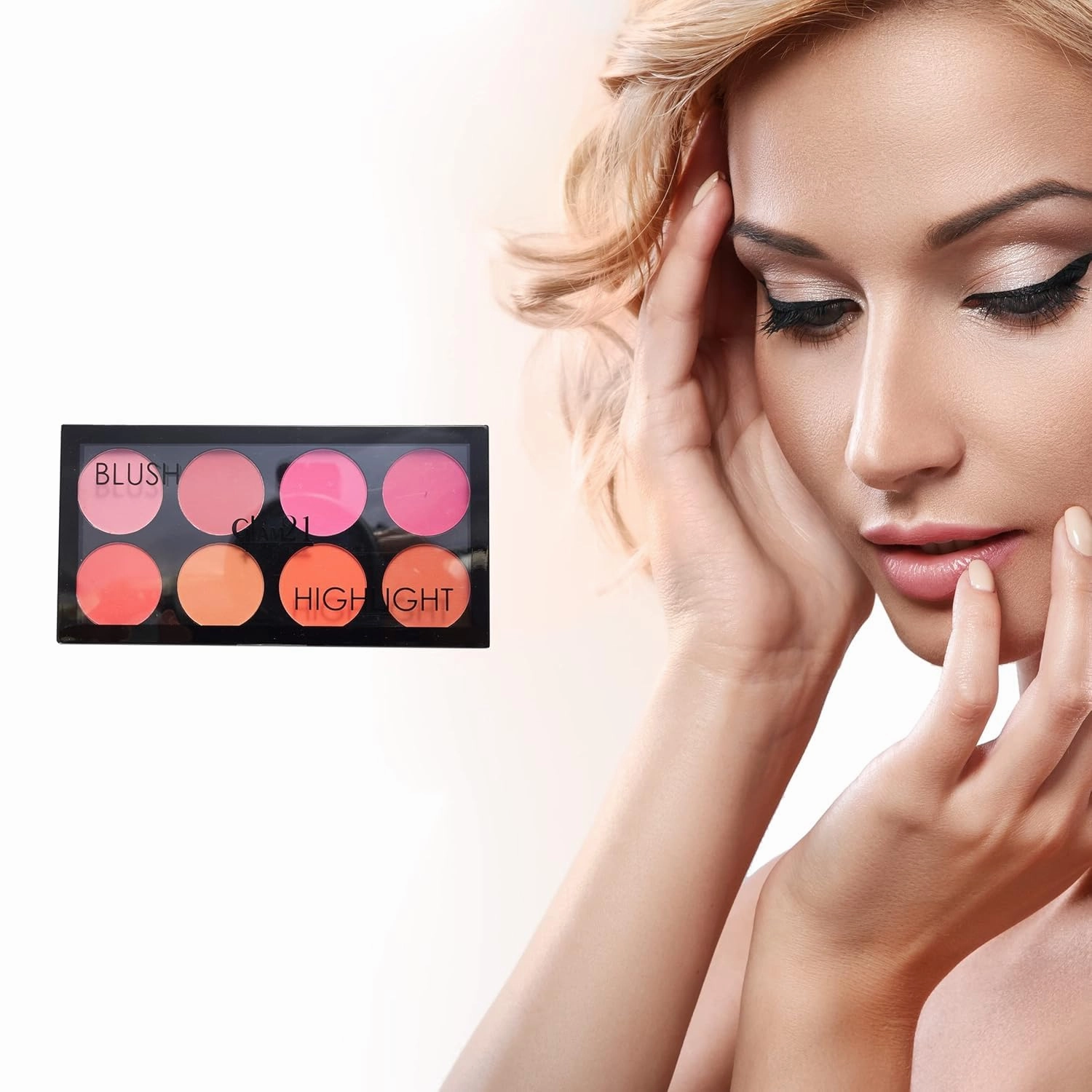 Blush Highlighter Palette | Silky pigments for long lasting shimmer look | Pigmented Blusher | Highly Blendable | suitable for all skin tone | 24 gm (04)