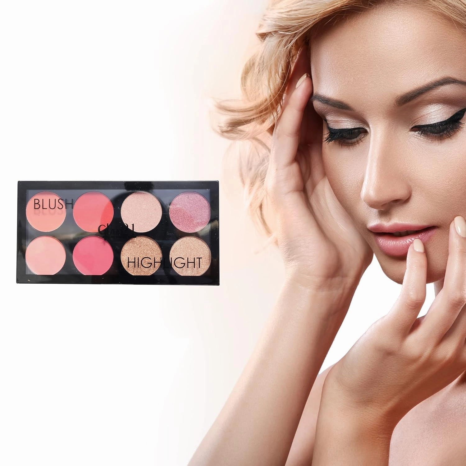 Blush Highlighter Palette | Silky pigments for long lasting shimmer look | Pigmented Blusher | Highly Blendable | suitable for all skin tone | 24 gm -Chic-01