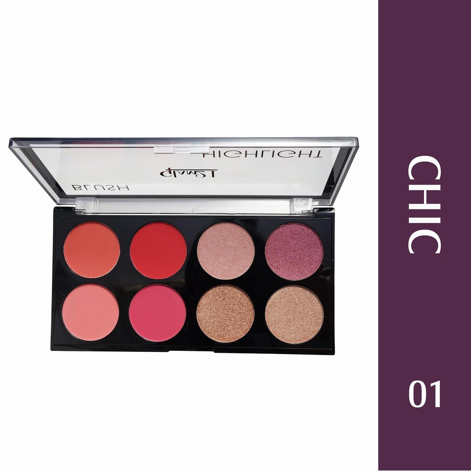 Blush Highlighter Palette | Silky pigments for long lasting shimmer look | Pigmented Blusher | Highly Blendable | suitable for all skin tone | 24 gm -Chic-01