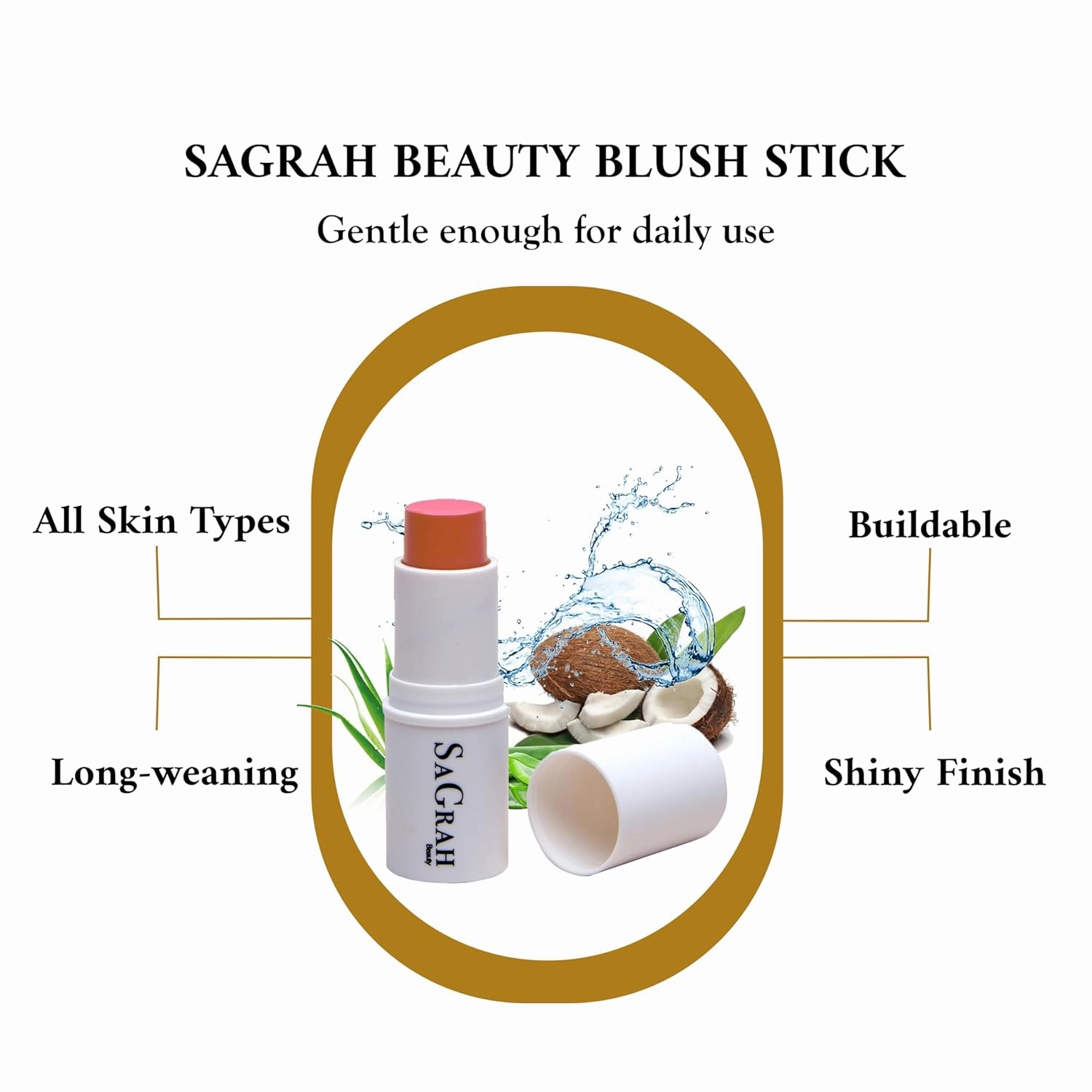 Blush Stick - Long Wearing Makeup Stick - Skincare Cosmetic Cruelty-Free Multistick for Cheeks, Lips & Eyes (Petal)