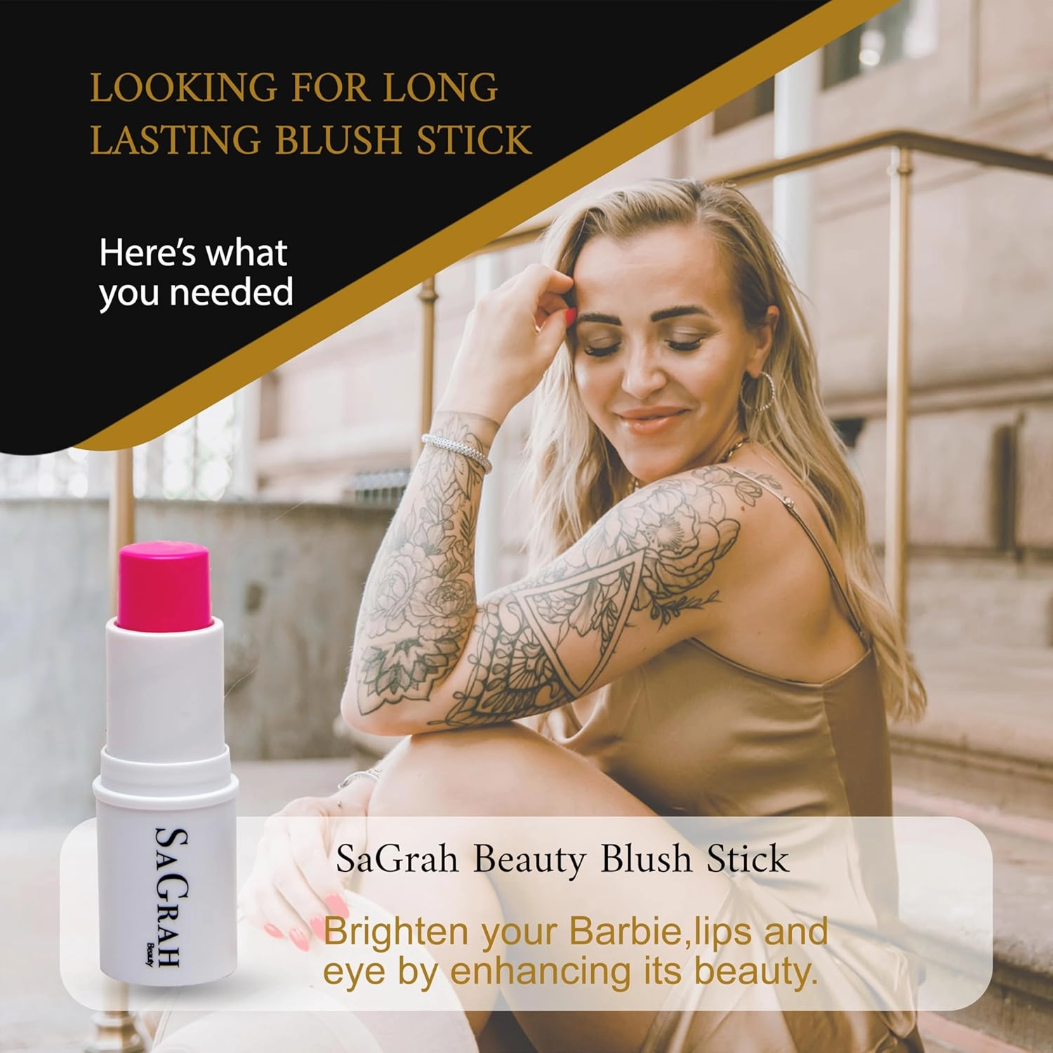 Blush Stick - Skincare Cosmetic Cruelty-Free Multistick for Cheeks, Lips, Eyes - Long Wearing Makeup Stick - Barbie