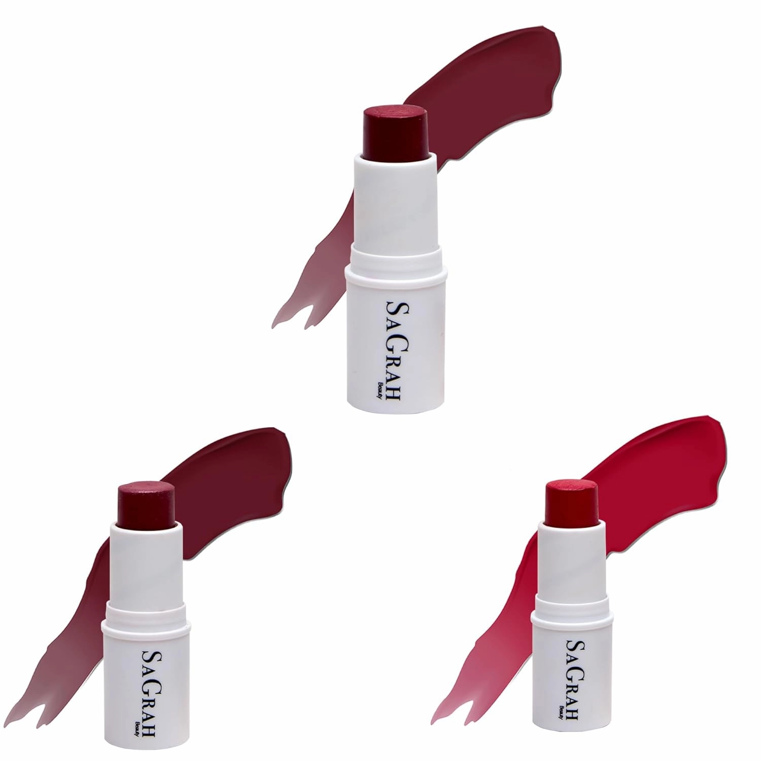 Blush Stick Trio - Buildable Hydrating Skin Moisturizer Blush Stick - Long Lasting Highlighter Stick - 3 Pack Makeup Stick for Older Women & Mature Skin