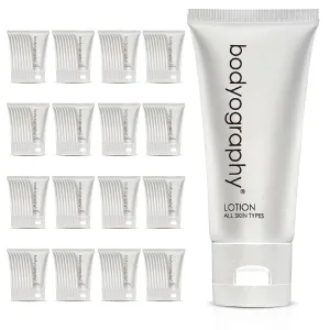 Bodyography blanc- Bulk Hand and Body Lotion, 50 Count,1.4oz, Vanilla White Tea, Mini Travel Size Toiletries (100% Recyclable Tube with Flip Top Cap), Suitable for All Skin Types