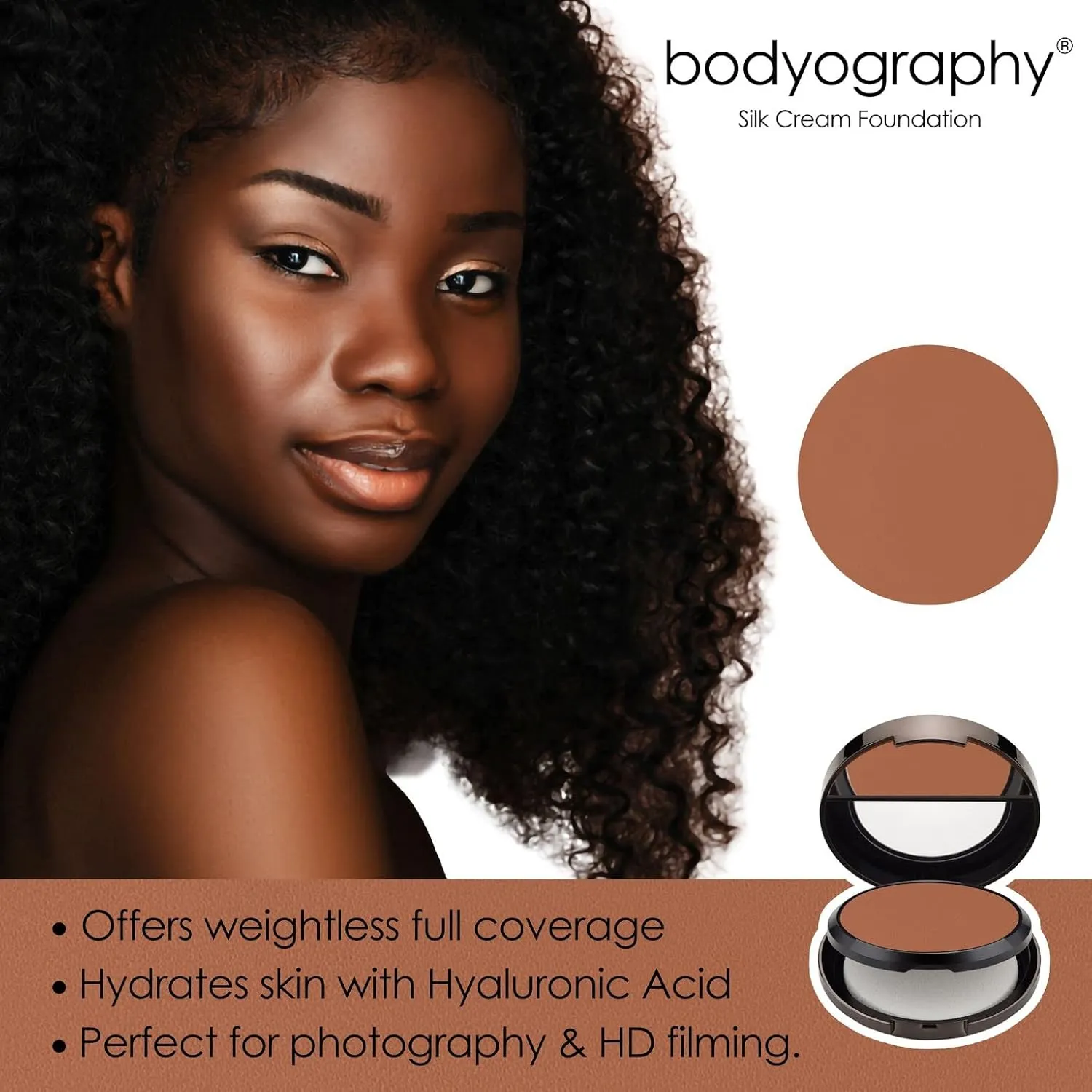 Bodyography Silk Cream Foundation - Weightless Coverage - Hydrating Liquid Cream Foundation (Deep)