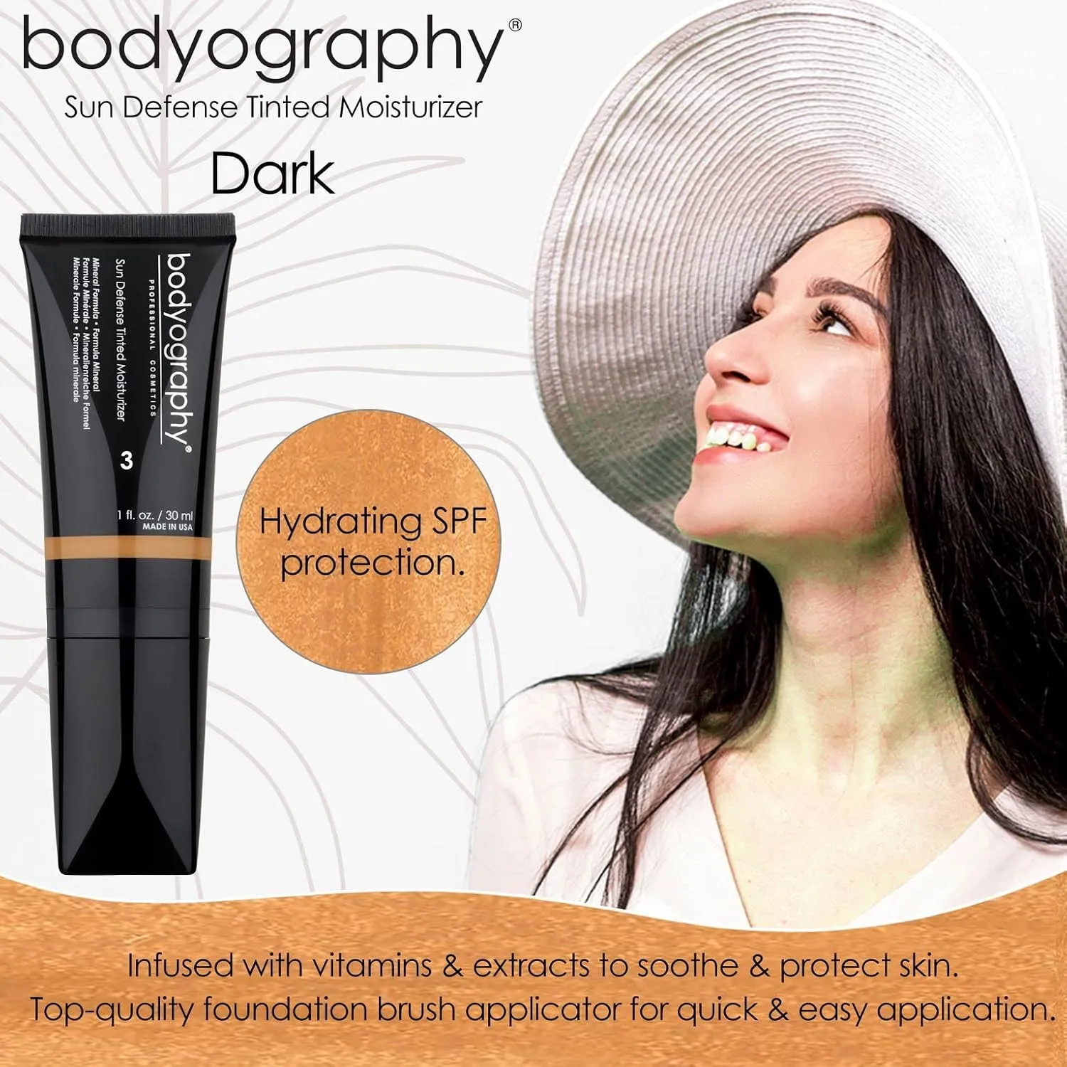 Bodyography Sun Defense Tinted Moisturizer - Nourishes and Defends Skin (Dark)
