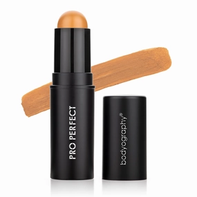 Bodyography Pro Perfect Foundation Stick - Demi-Matte Finish with A Natural Look - Enhancer for Concealing, Highlighting, and Contouring - Vitamin C & E (Caramel)