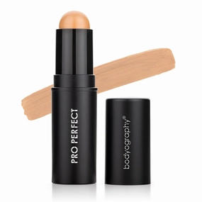 Bodyography Pro Perfect Foundation Stick - Demi-Matte Finish with A Natural Look - Enhancer for Concealing, Highlighting, and Contouring - Vitamin C & E (Honey)
