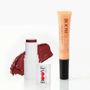 BOOM! by Cindy Joseph Vibrant Beauty Duo: Boomstick Berry Creamy Blush Stick and Lipstick & Boom Gloss Moisturizing, Translucent Gloss