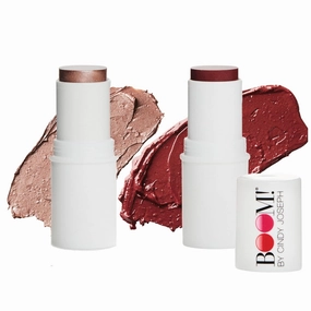 BOOM! by Cindy Joseph Boomstick Berry Duo - Blush Stick in Berry & Highlighter Stick Moisturizer Stick - Multi-Use Vegan Makeup Sticks