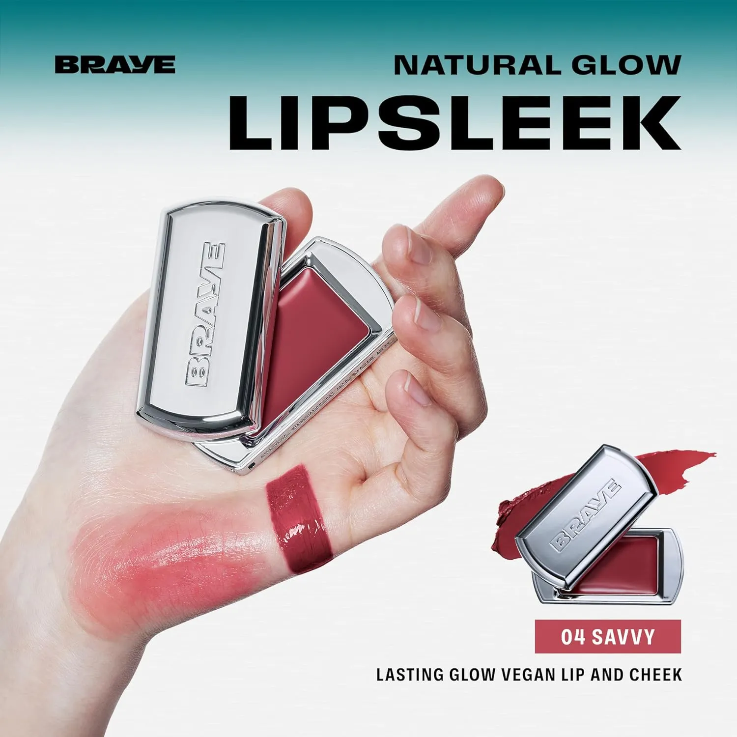 BRAYE LIPSLEEK | Blush for Cheeks & Lips, Korean Makeup Blush, Cool Lip and Cheek Balm, Vegan Cream, Lightweight w/Blendable & Buildable Makeup, Natural Look 04 SAVVY 0.08oz