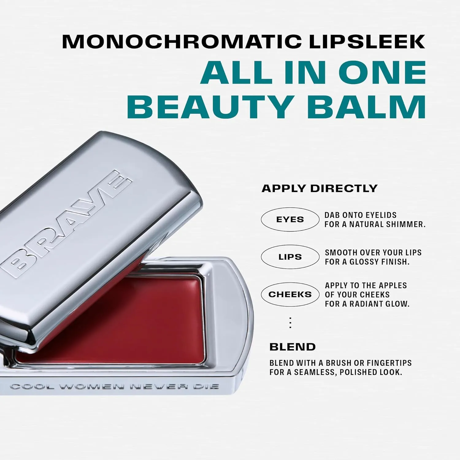 BRAYE LIPSLEEK | Blush for Cheeks & Lips, Korean Makeup Blush, Cool Lip and Cheek Balm, Vegan Cream, Lightweight w/Blendable & Buildable Makeup, Natural Look 10 CLEAR 0.08oz