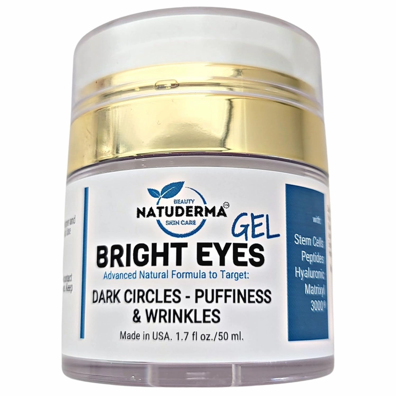 Bright Eye Gel Cream - Under eye Cream for Dark Circles and Puffiness - Moisturizer made in USA with Hyaluronic and Peptides 1.7 Fl Oz